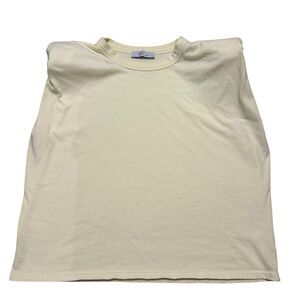 100% Cotton Butter Yellow Shoulder Padded Top 80s Style Wardrobe Staple Capsule